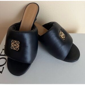 LOEWE  Anagram Medallion Kitten-Heel Mules, Size 38